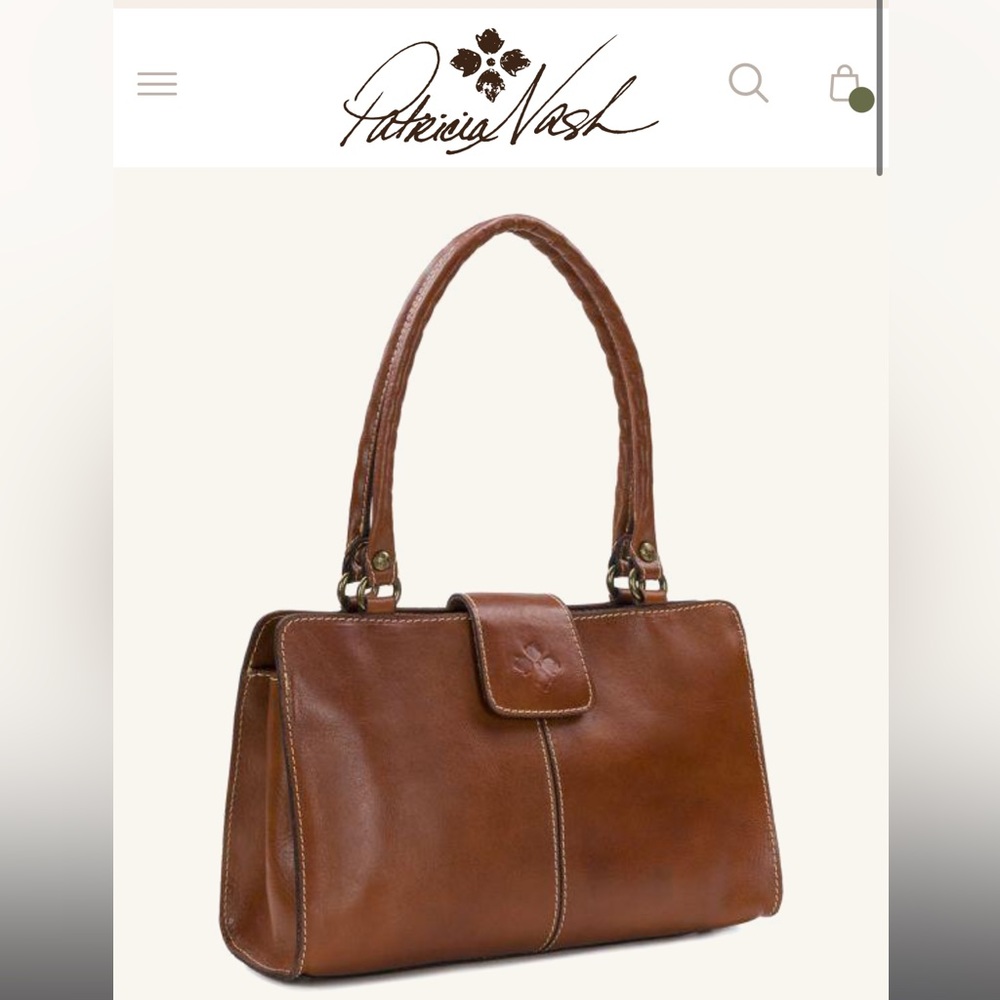 PATRICIA NASH BROWN/TAN LEATHER RIENZO SATCHEL PURSE BAG POCKET BOOK LIKE NEW